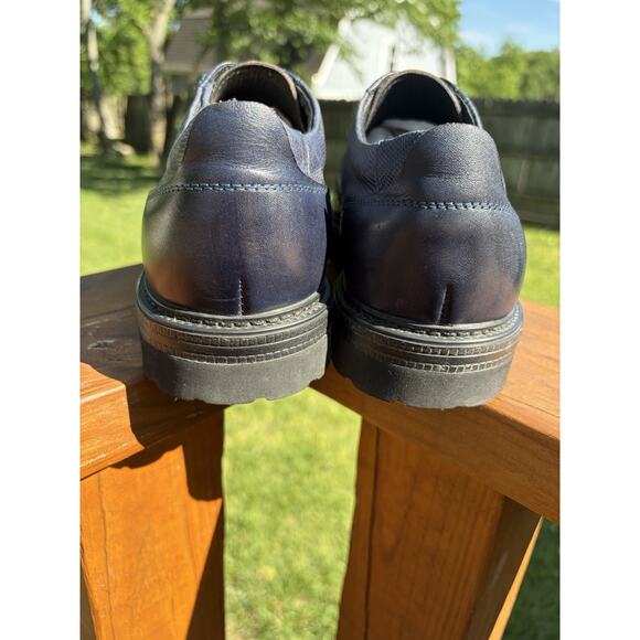 Miguel Miratez Blue Leather Brogue Oxford Platform Shoes Handmade Size 43 US 10 main image 7
